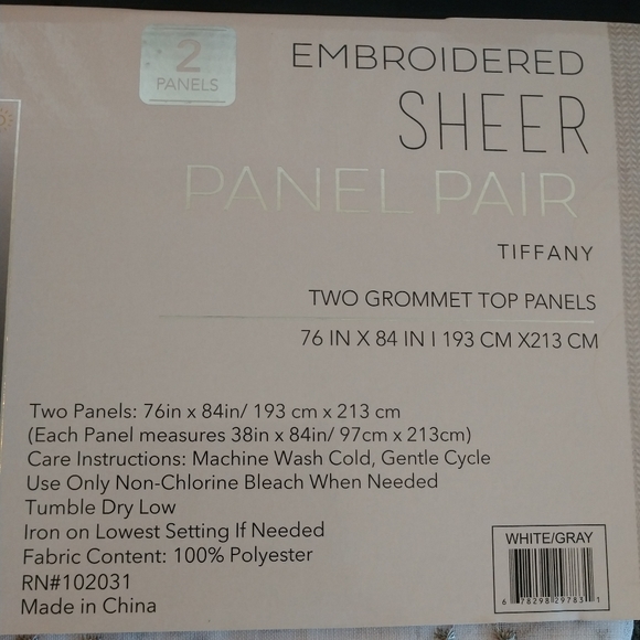 New Embroidered Grommet Sheer Panel Curtains - Picture 3 of 4